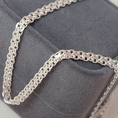 Срібний ланцюжок з плетінням Машинний Бісмарк Подвійний якір плаский