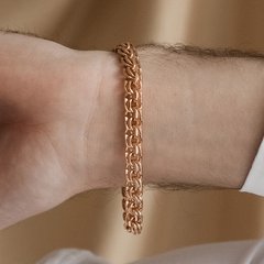 Золотий браслет ланцюжок на руку плетіння Бісмарк універсальний