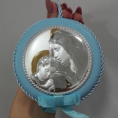 Посріблена ікона з позолотою Марія з немовлям для хлопчика