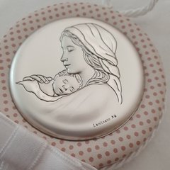 Посріблена ікона дитяча Марія з немовлям