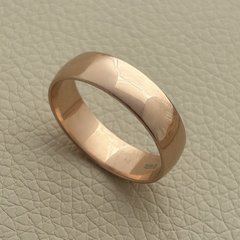 Обручальное кольцо серебряное с позолотой гладкое европейка