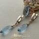 Комплект сережки та каблучка золото з натуральним блакитним топазом в оранці бріолет та овал
