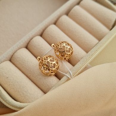 Сережки золоті з орнаментом сердечка без каменів