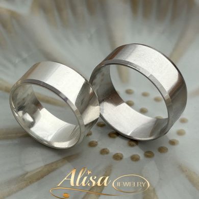 Кольца обручальные серебряные с гладкой поверхностью широкие Американки пара