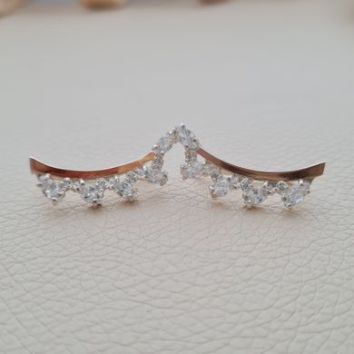 Серьги кафы серебряные с золотыми напайками и фианитами разной формы