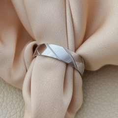 Серебряное обручальное кольцо с родированием широкое с прямоугольным профилем