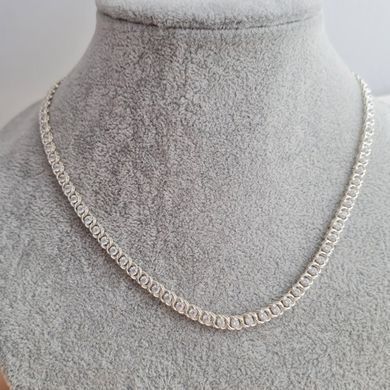 Цепочка серебряная с белыми цирконами Арабский Бисмарк