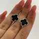 Серебряные серьги четырехлистный клевер с черным ониксом