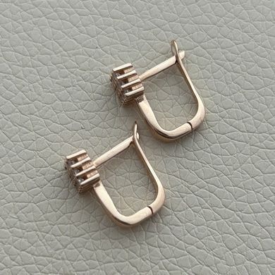 Серьги золотые с дорожками из белых круглых фианитов
