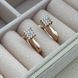Серьги золотые с дорожками из белых круглых фианитов