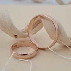 Обручальные кольца серебряные с позолотой и классическим профилем тонкие пара