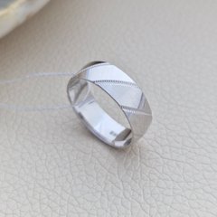 Серебряное обручальное кольцо с родированием широкое с классическим профилем