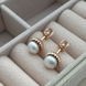 Серьги вкрутки золотые с круглым белым жемчугом