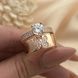 Серебряное кольцо с позолотой двойное с бабочкой и белыми фианитами разного размера