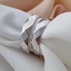 Обручальные кольца белое золото геометрический орнамент Европейка пара 5 мм