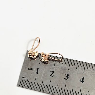 Серьги золотые бабочки с фианитами белого цвета