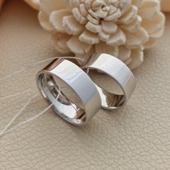 Обручальные кольца серебряные широкие гладкие пара прямоугольный профиль