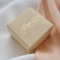 Коробочка для украшений брендированная Alisa JEWELRY двухцветная беж с золотом