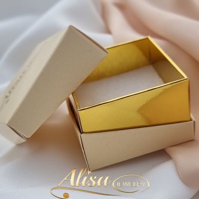 Коробочка для прикрас брендована Alisa JEWELRY квадрат двокольорова беж із золотом