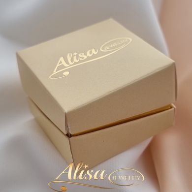 Коробочка для прикрас брендована Alisa JEWELRY квадрат двокольорова беж із золотом