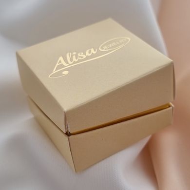 Коробочка для прикрас брендована Alisa JEWELRY квадрат двокольорова беж із золотом