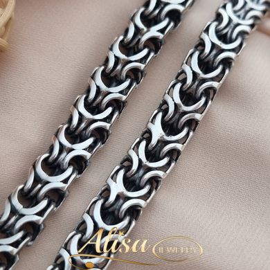 Ланцюжок срібний ручного плетіння Рамзес класичний з чорнінням масивний
