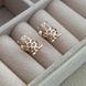 Серьги вкрутки золотые совы с белыми фианитами
