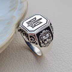 Перстень срібний з гербом України орнаментом і чорнінням чоловічий