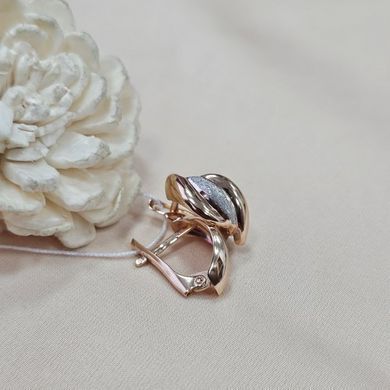 Серьги из желтого и белого золота с орнаментом без камней