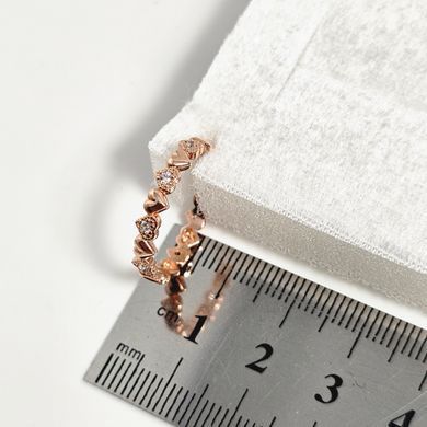 Кольцо позолоченное серебро сердечки с фианитами