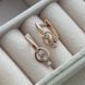 Серьги золотые с тремя белыми круглыми фианитами