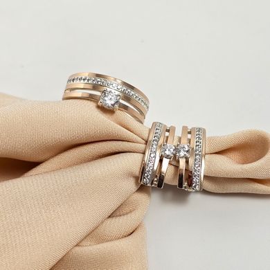 Комплект из серебра с золотыми пластинами и камнями цирконами