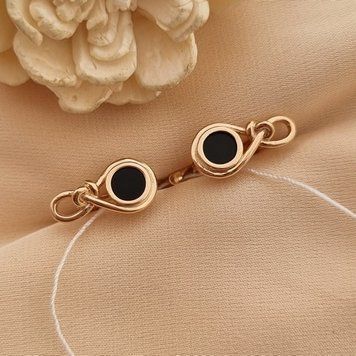 Серьги золотые с черной эмалью и английской застежкой
