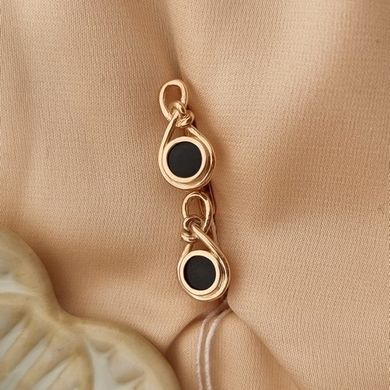Серьги золотые с черной эмалью и английской застежкой