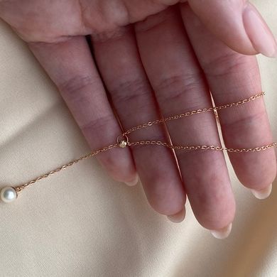 Кольє золоте з підвіскою з білої круглої перлини