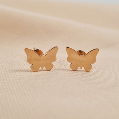 Серьги вкрутки золотые бабочки гладкие без камней