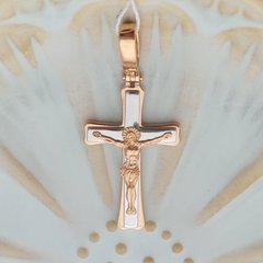Золотой крестик с распятием прямой великий белое и желтое золото