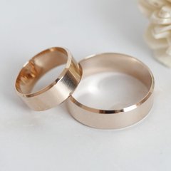 Серебряные обручальные кольца с позолотой гладкие Американка пара 7 мм
