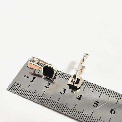 Серьги серебро с золотом женские и черным ониксом