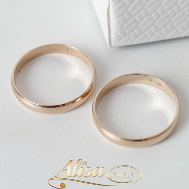 Обручальные кольца серебряные с позолотой классические тонкие парные