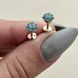 Серьги вкрутки золотые с круглым зеленым кварцем