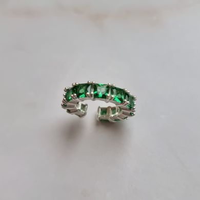 Срібна каблучка на фалангу із білими фіанітами або моносережка каф 2 в 1