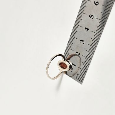 Серебряное кольцо женское с золотыми напайками и коричневым авантюрином