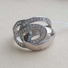 Серебряное кольцо перстень объемный с белыми фианитами 17 размер