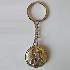 Брелок серебряная икона Христа Спасителя с позолотой круглый