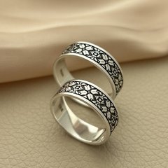 Обручки зі срібла з орнаментом вишиванкою та чорнінням пара