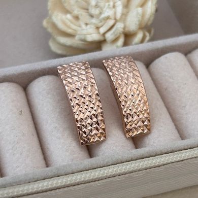 Серьги золотые с орнаментом прямоугольные без камней