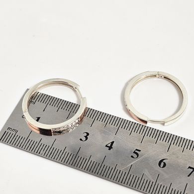 Серьги конго из серебра с золотыми вставками и дорожкой фианитов