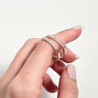 Серьги конго из серебра с золотыми вставками и дорожкой фианитов