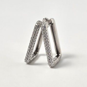 Серьги из серебра с дорожками белых цирконов